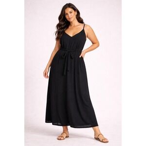 Torrid Black Wide Leg Palazzo Jumpsuit Sleeveless Tie Waist Pockets Plus Size 1X